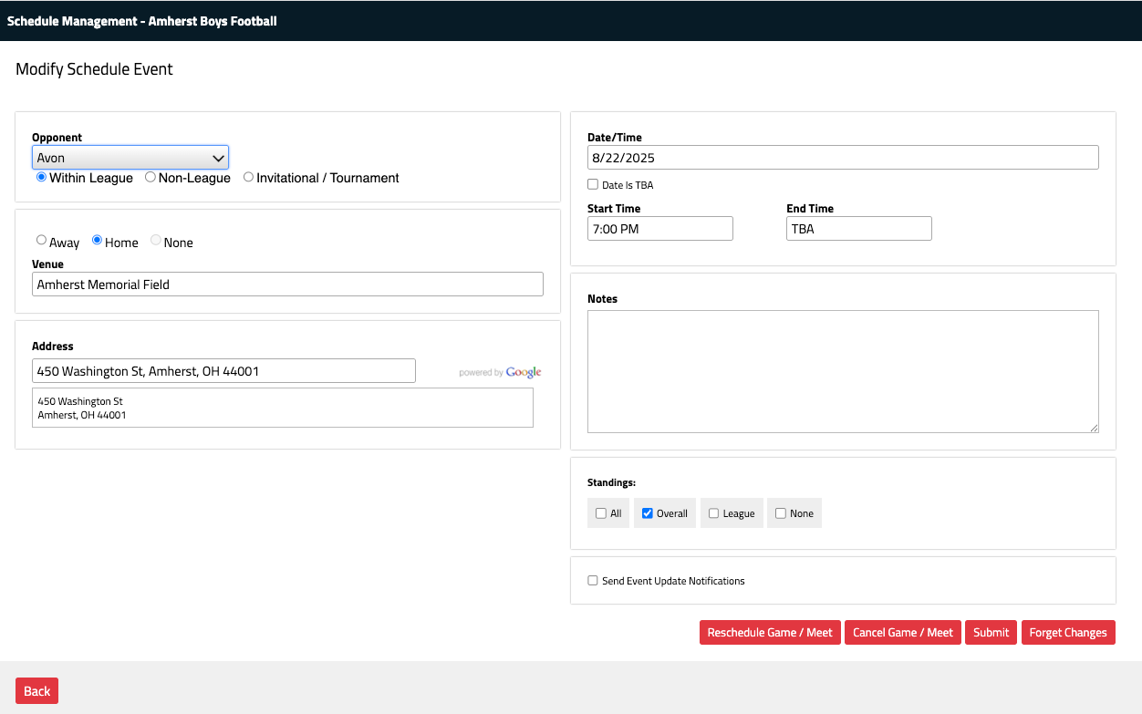 Schedule image alternate